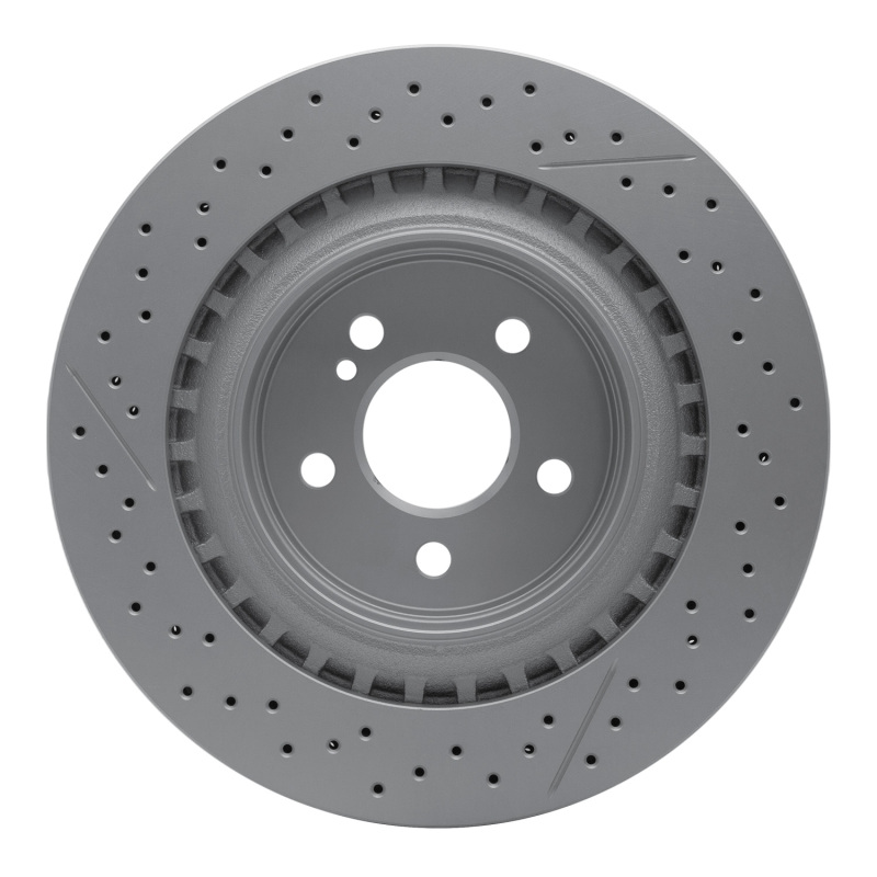 Mercedes-Benz C63 AMG Brake Rotor (1) - Rear - R1 Concepts - Drilled & Slotted GeoSPEC Coated - `08-`15
